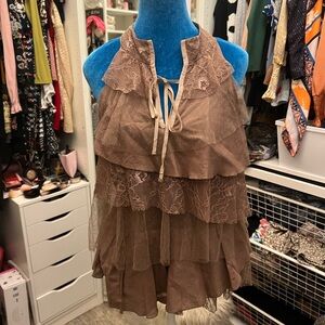 Ann Taylor Brown Layered Halter Blouse